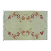 1970s Vintage Turkish Handmade Wool & Cotton Beige Area Rug 160x231