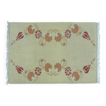 1970s Vintage Turkish Handmade Wool & Cotton Beige Area Rug 160x231
