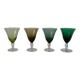 Set of 4 colored wine glasses with worked legs from the 50s