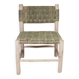 Moroccan handcrafted wooden armchair with rope seat