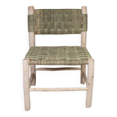 Moroccan handcrafted wooden armchair with rope seat