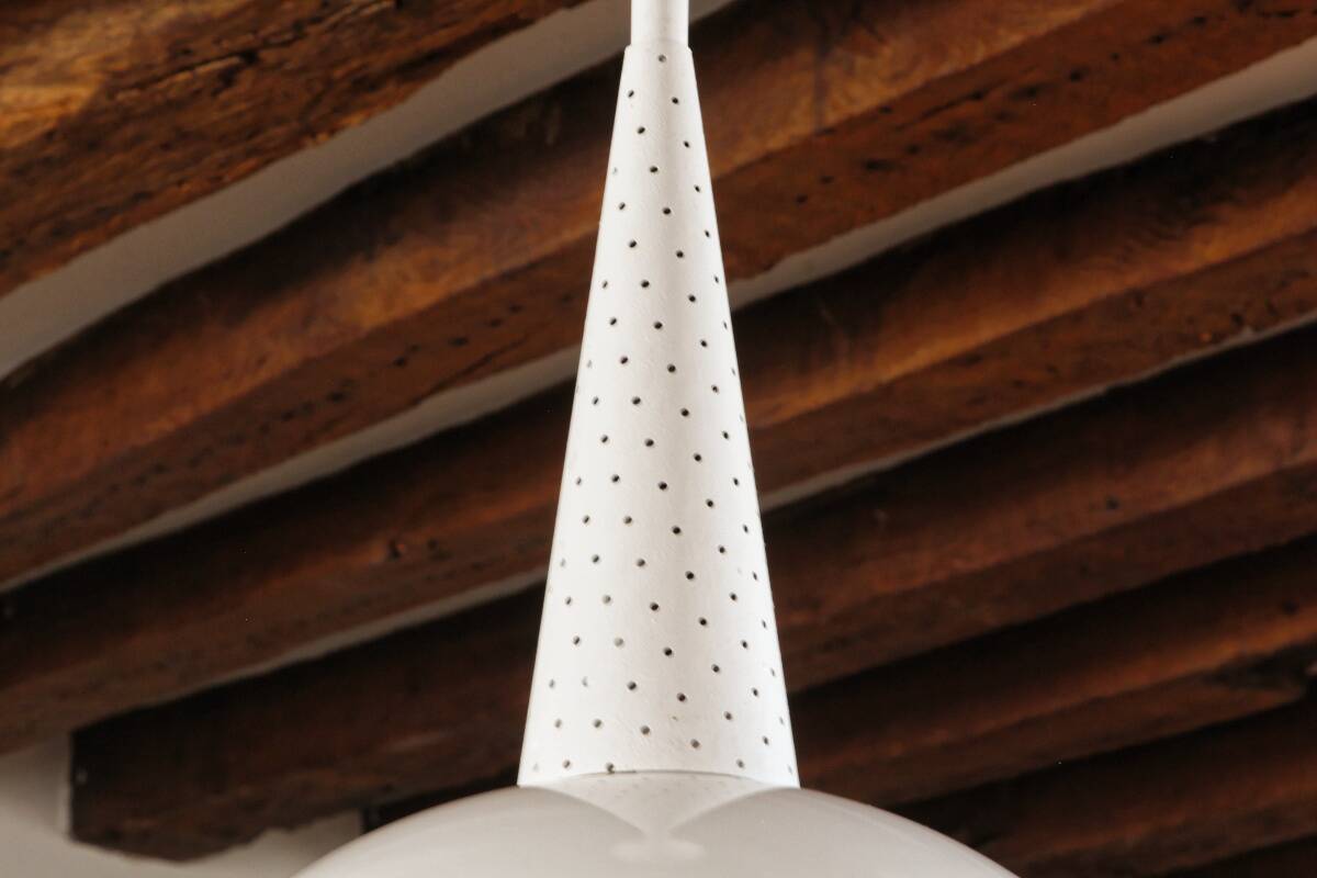 Mathieu Matégot for Holophane, modernist pendant, circa 1955-1960.