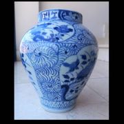 Vase bleu et blanc japonais Edo