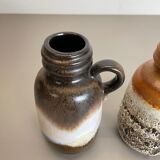 Set of Three 1970s Pottery Fat Lava "413-20" Vases Made by Scheurich, Germany