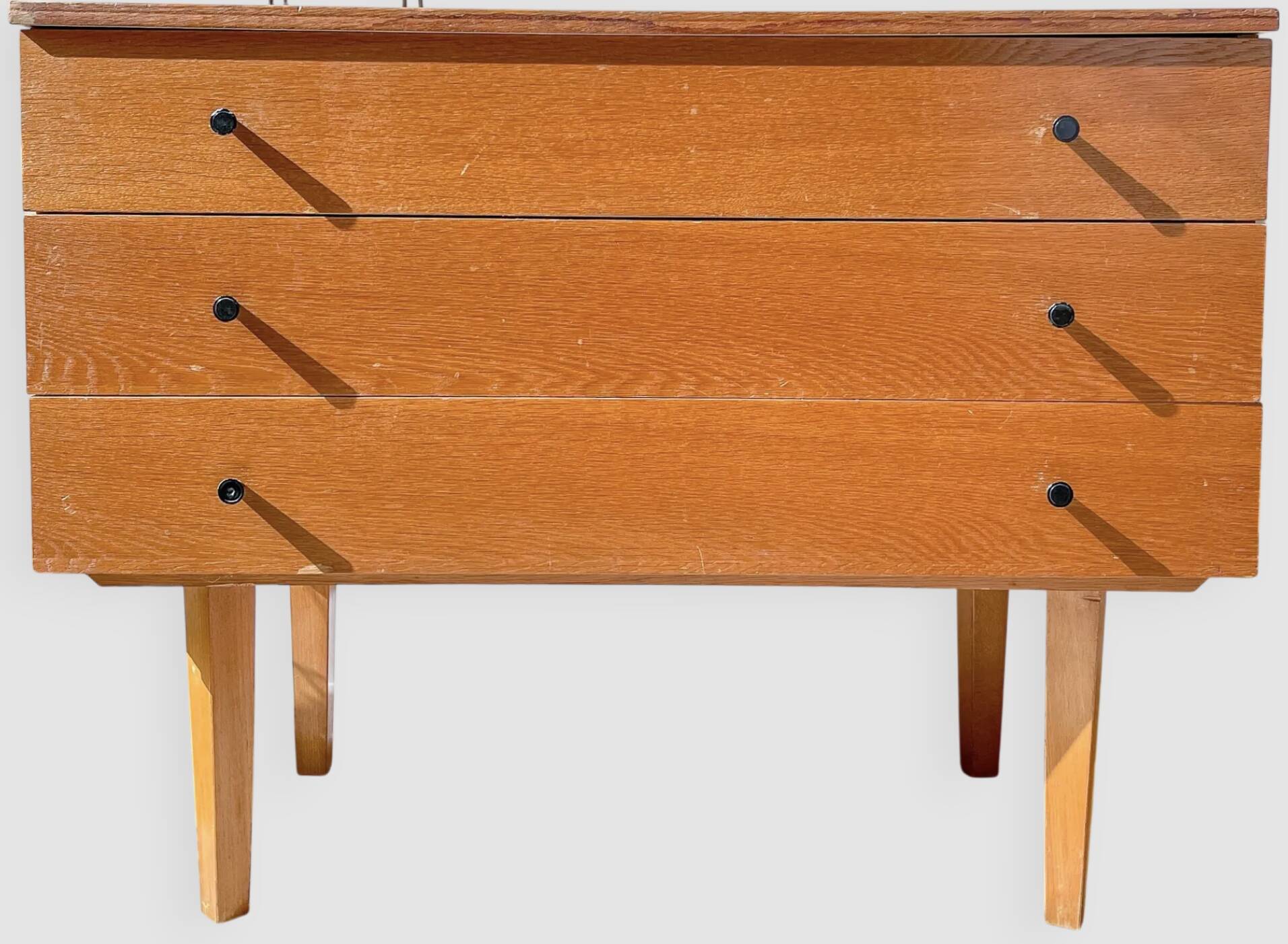Vintage Scandinavian commode from the 1950s – Wooden furniture with 3 drawers, Nordic furniture, retro storage.