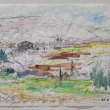 Watercolor by Nagao Usui: landscape