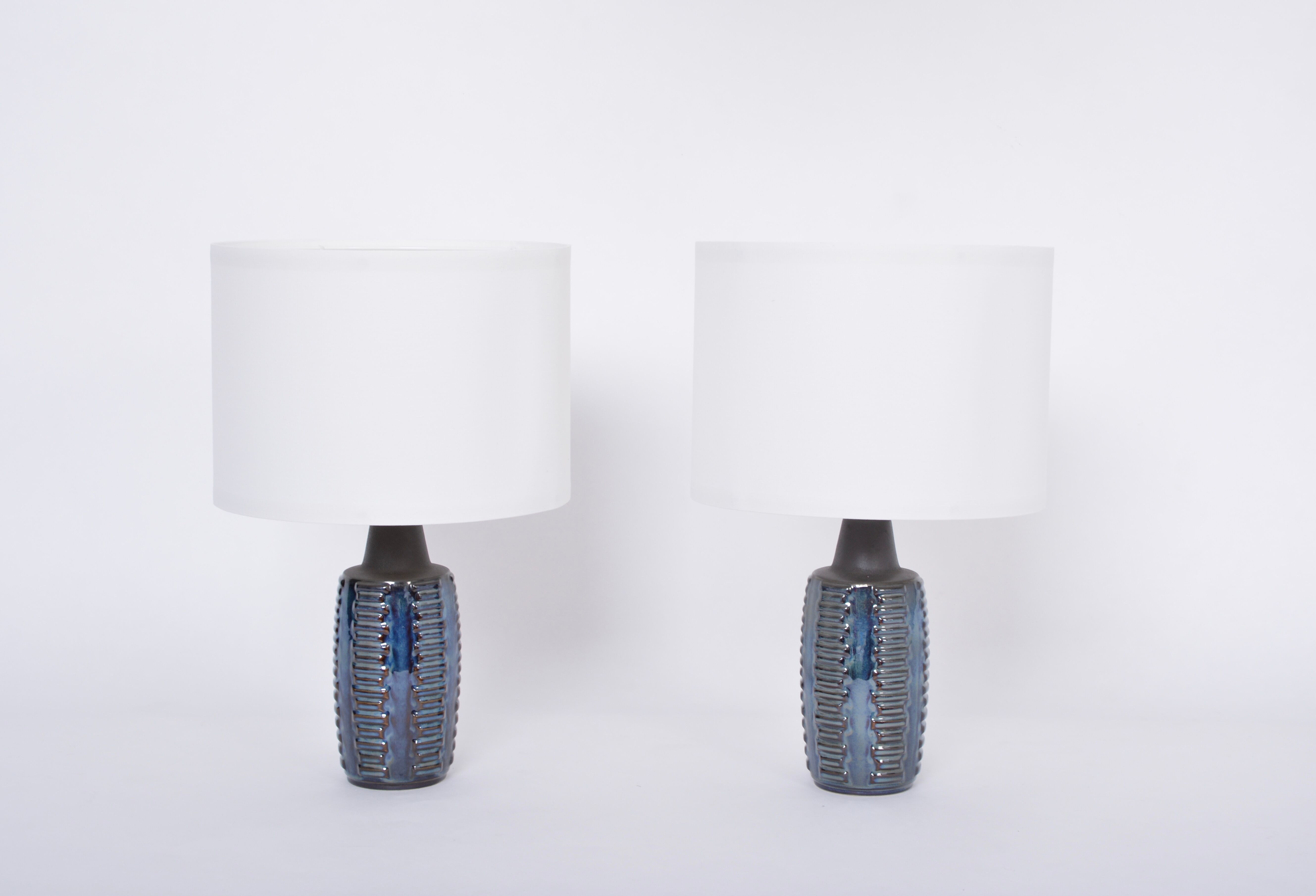 Pair of Blue Midcentury Table Lamps Model 1034 by Einar Johansen for Soholm