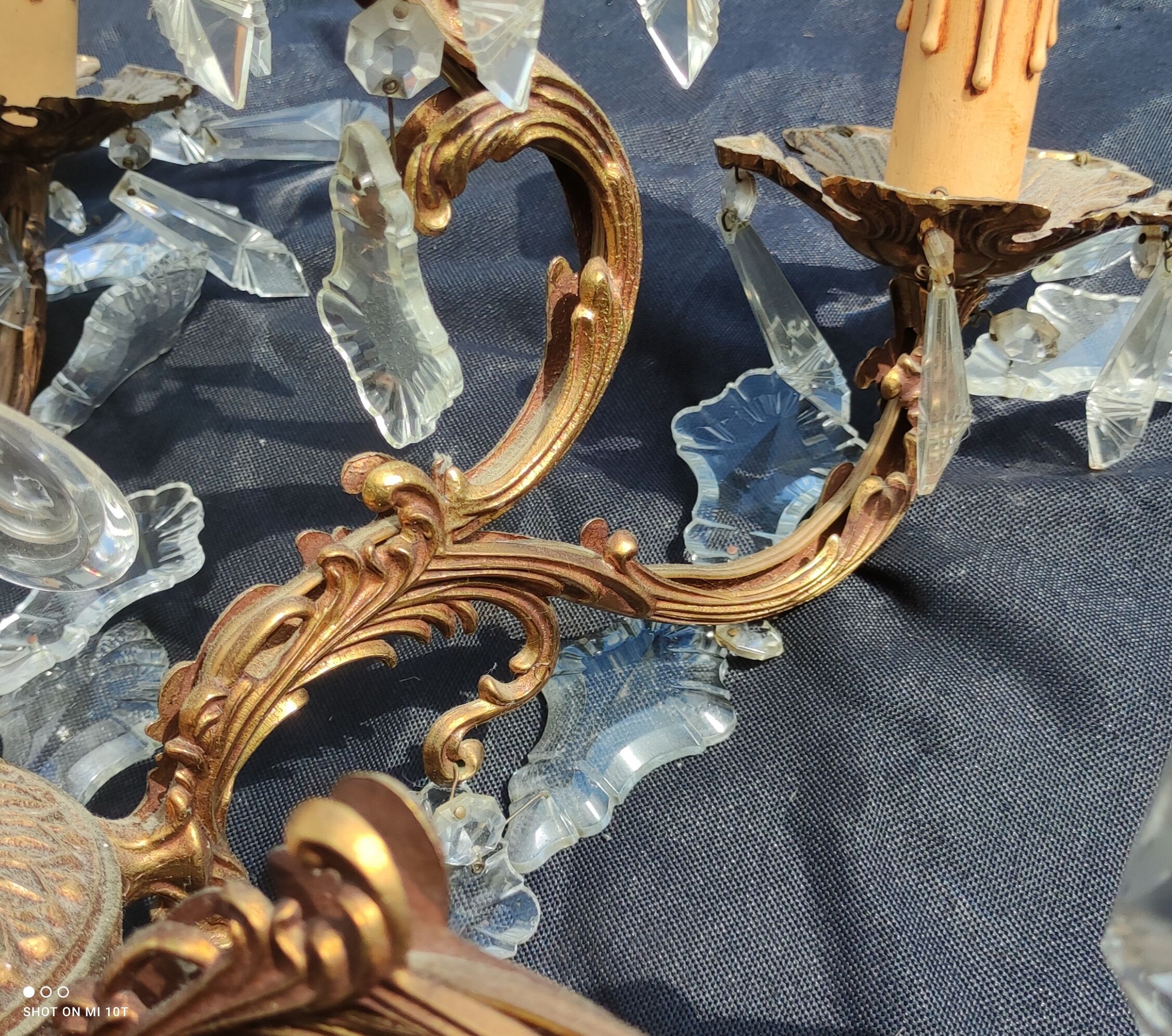 Old bronze chandelier/stamps and angel décor