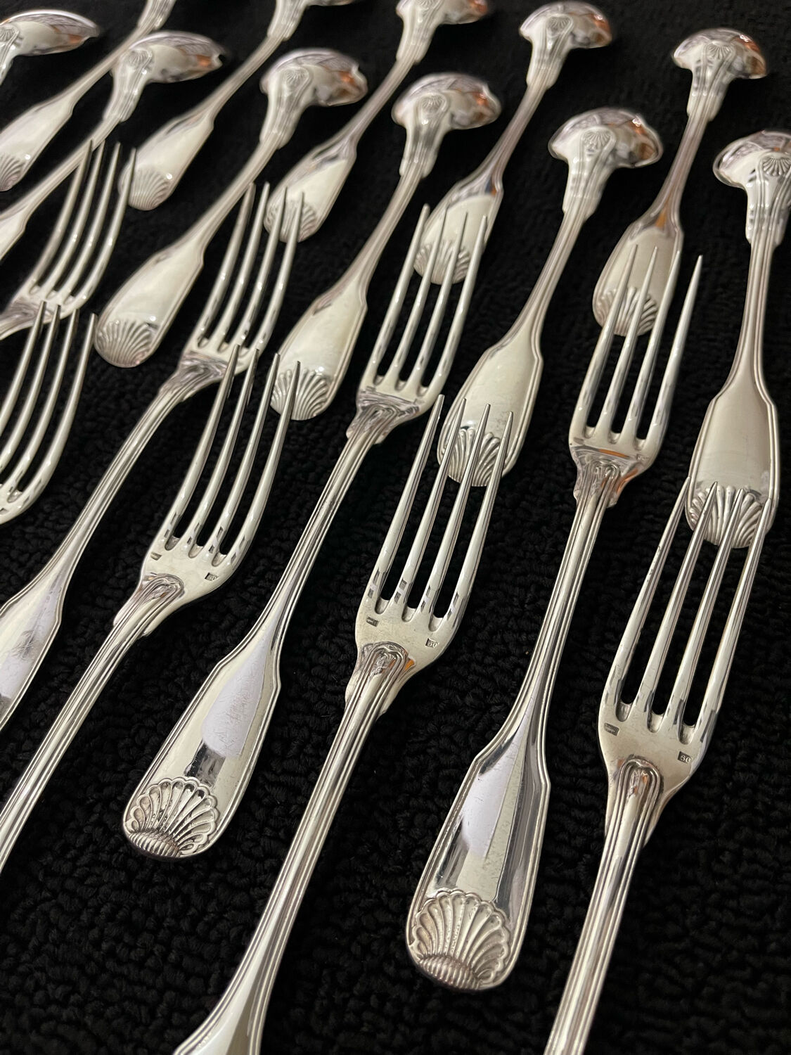 12 cutlery entremets model shell silver metal
