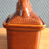 Vintage Rabbit Terrine in Glazed Ceramic - Brown Barbotine