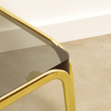Vintage coffee table in brass and smoked glass