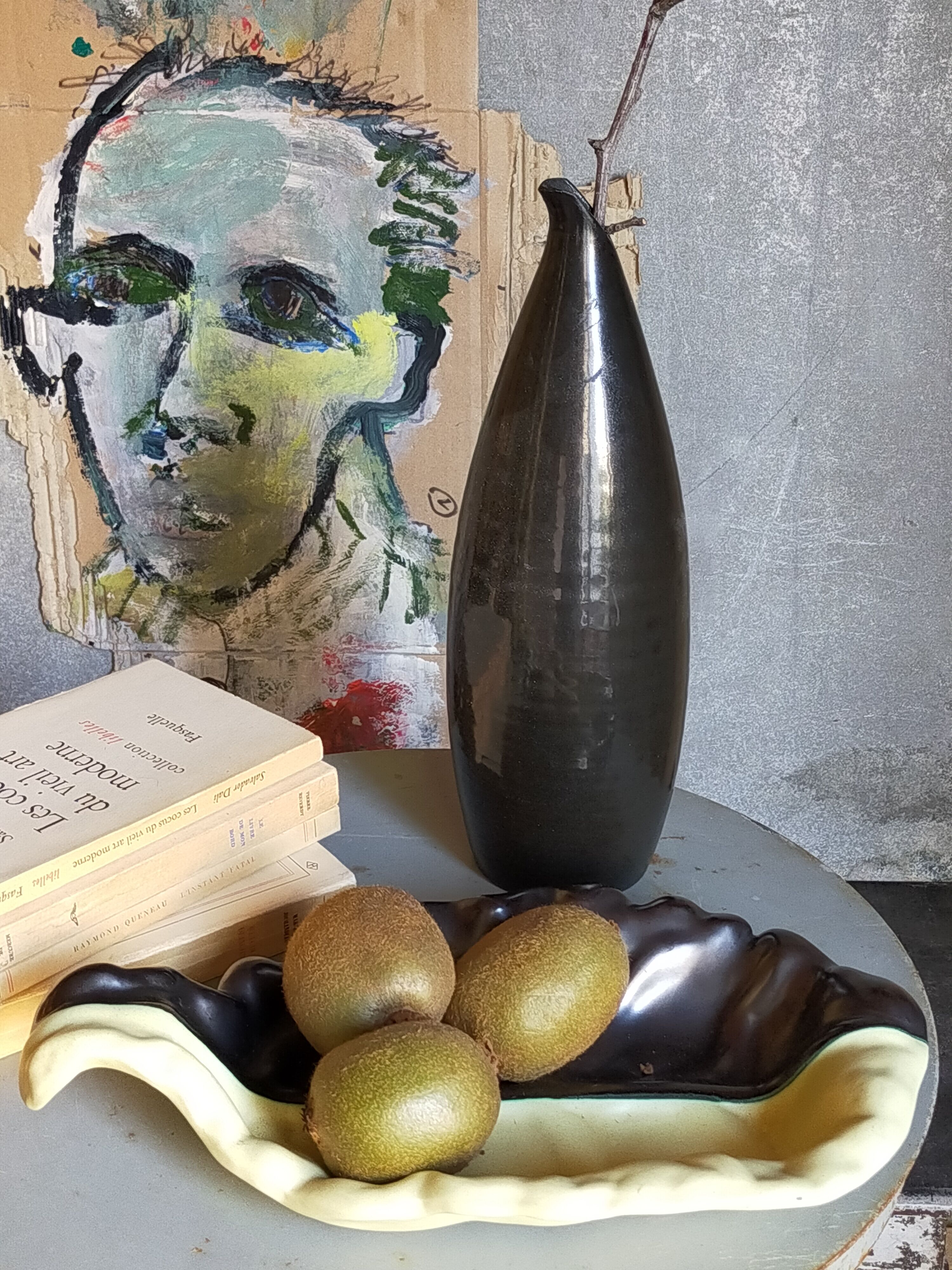 Cut empty-pockets ceramic two-tone atelier cerenne in vallauris 50s