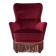 1970s, Danish highback armchair, red furniture velour, beech wood.