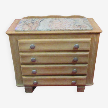 Chest of drawers in oak and marble 1940-1950