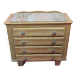 Oak chest of drawers with marble top, 1940-1950