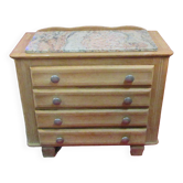 Commode chêne dessus marbre année 1940-1950
