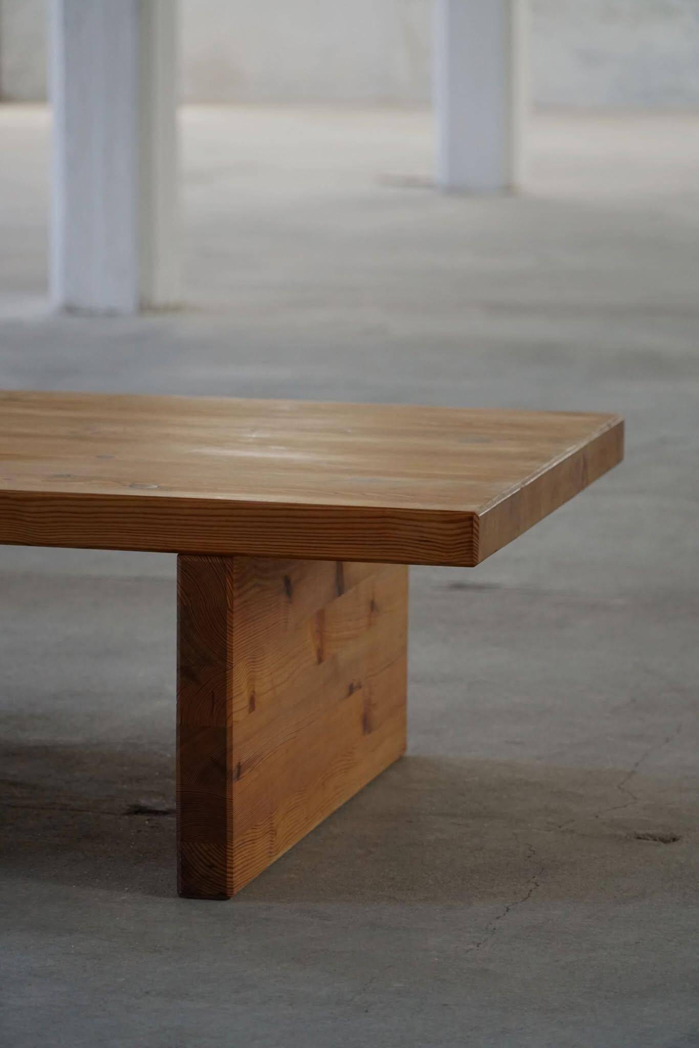Mid-century Swedish coffee table in solid pine, attributed to Sven Larsson, 1960s.