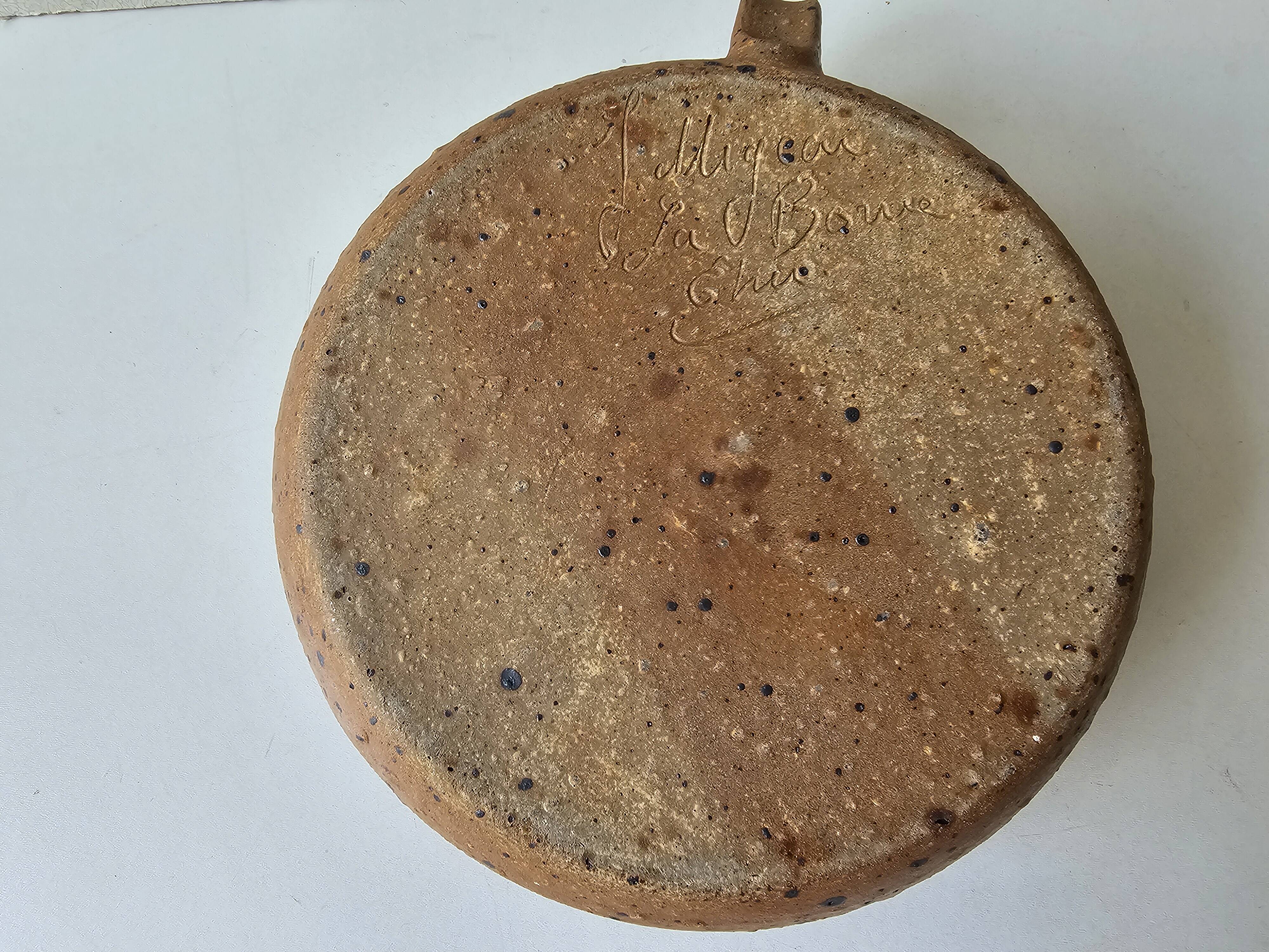 Antique stoneware bottle gourd signed Jacques Migeon LA BORNE (Cher)