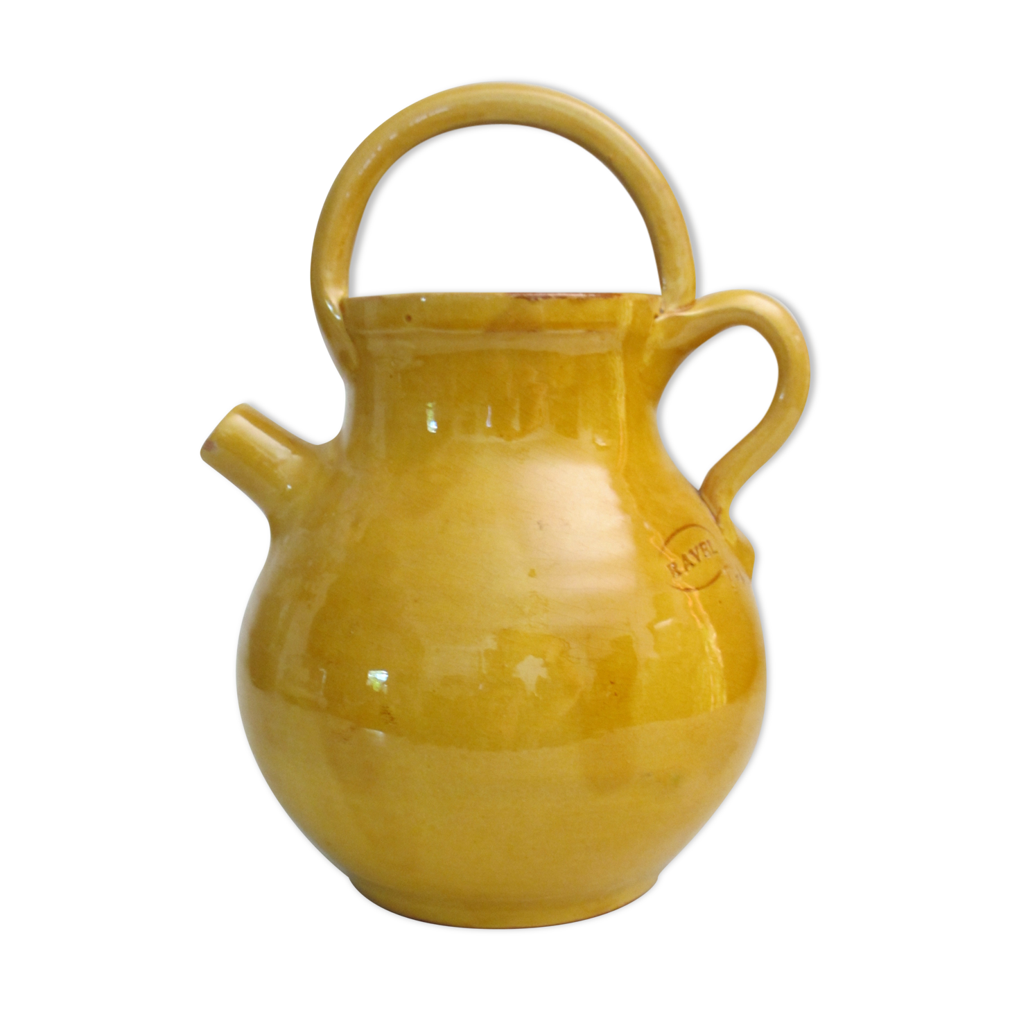 Enamelled terracotta jug