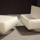 Pair of 70s white leather bedsides