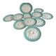 Niderviller sea-green earthenware oyster plates, set of 10 + dish