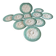 Niderviller sea-green earthenware oyster plates, set of 10 + dish