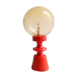 Solid wooden lamp painted orange