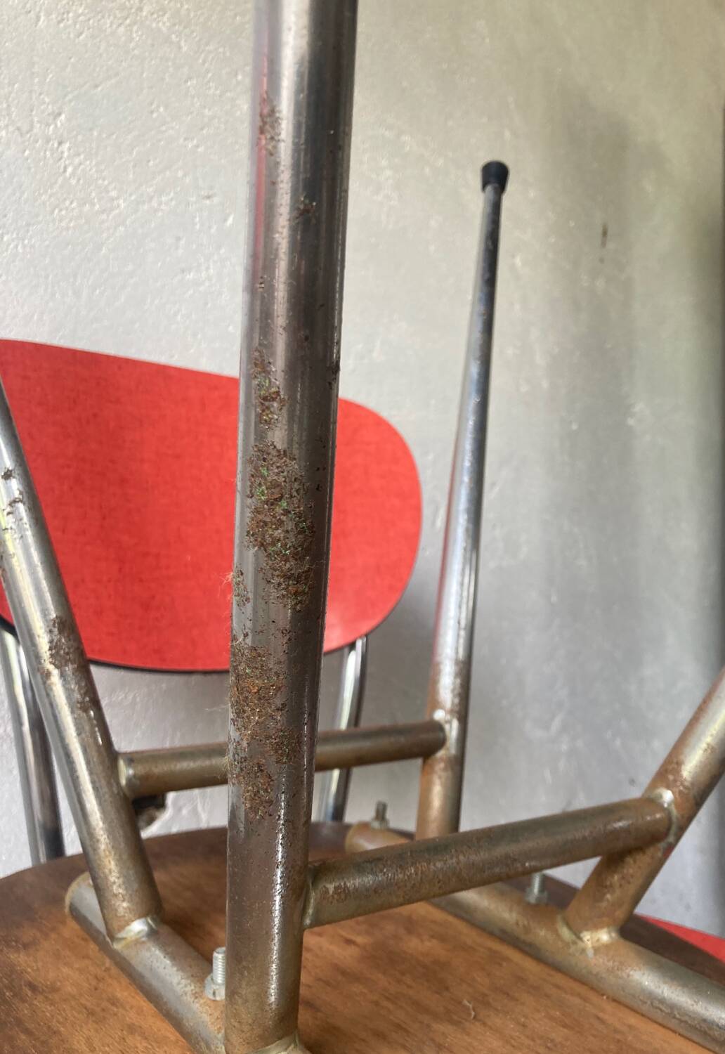 Red formica chairs
