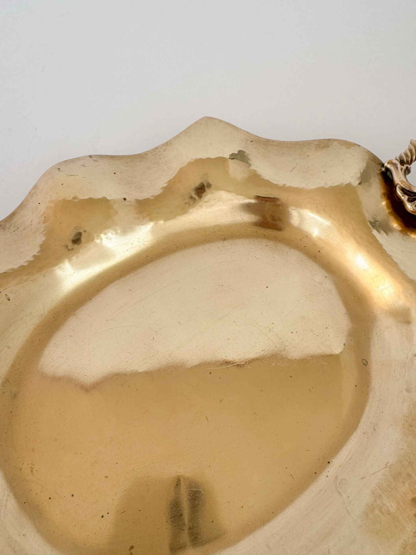 Vintage Modernist Italian Ornate Brass Serving Platter