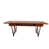 Table basse modèle 32 en teck à pieds en V par Ewbach pour møbelfabrikken toften, Danemark, 1960