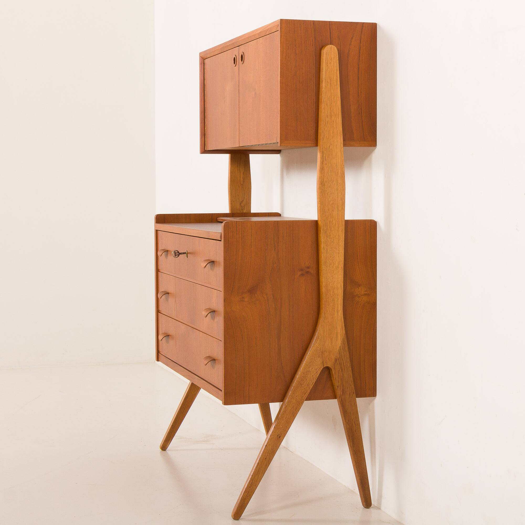 Danish teak secretire with hidden vanity attr. to Poul Volther, 1960s