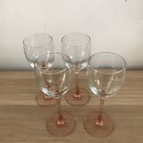 4 luminarc wine glasses with pink base