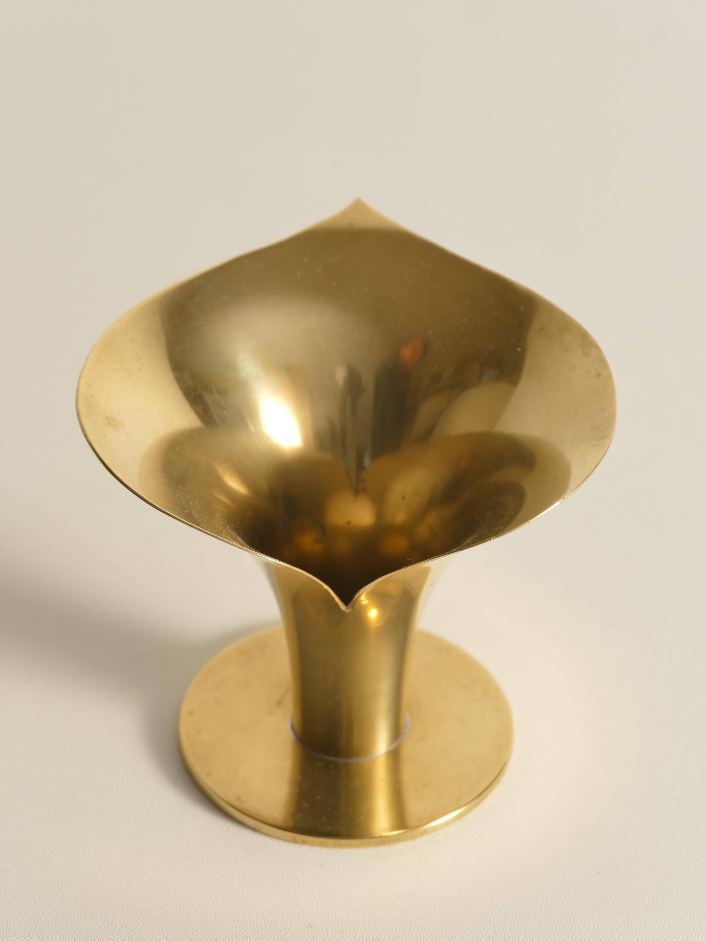 Art Deco Brass Calla Lily Candle Holder by Carl-Einar Borgström for Ystad-Metall
