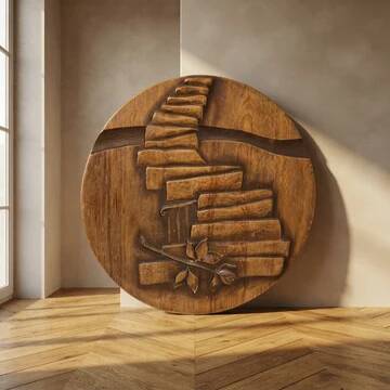 Vintage carved wooden wall plaque, sculptural relief, Czechoslovakia, mid-20th century, 47 cm