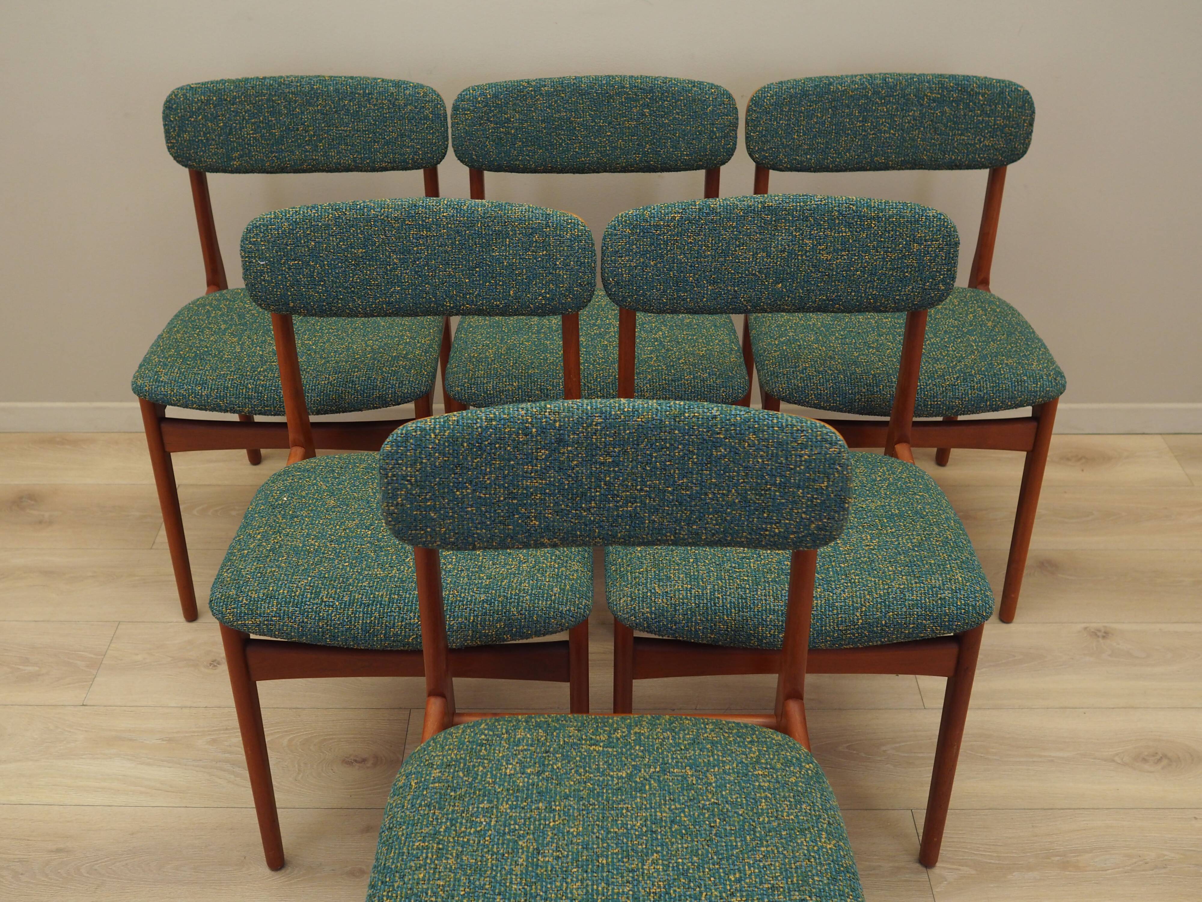 Set of six teak chairs, Danish design, 1960s, manufacture: N. & K. Bundgaar