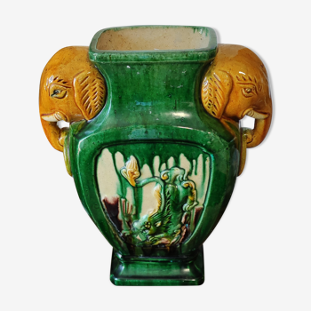 Sancai vase with elephant decoration handle