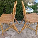 set of 4 vintage bamboo and rattan chairs