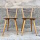 Pair of bistro and bohemian beech chairs, compass feet 1950