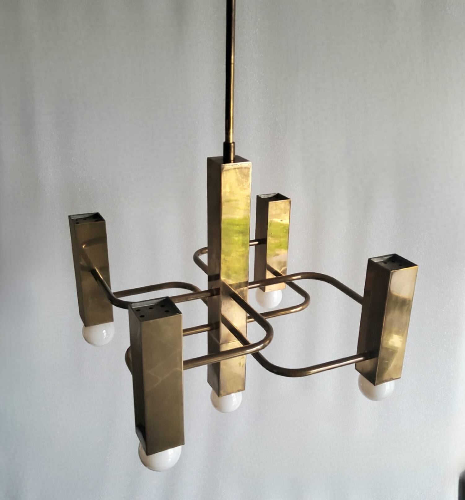 Lustre vintage Sciolari 5 feux par Boulanger 1970