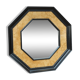 Octagonal vintage wooden mirror of the 1970s - 72cm
