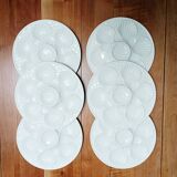 Set of 6 white oyster plates, Longchamp