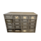 Antique metal workshop furniture has 20 drawers