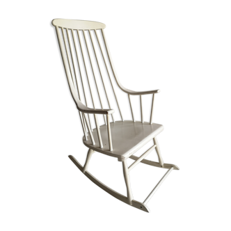 Rocking-chair blanc Lena Larsson années 60