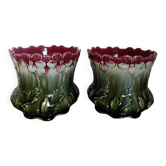Pair of Art Nouveau majolica plant pots