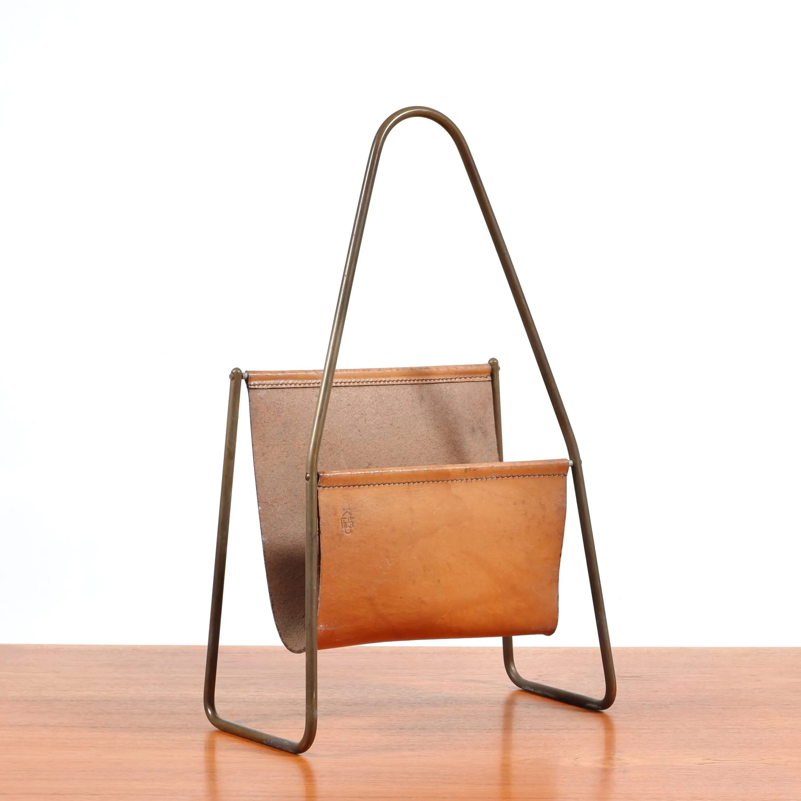 Carl Auböck magazine rack model 3808 leather