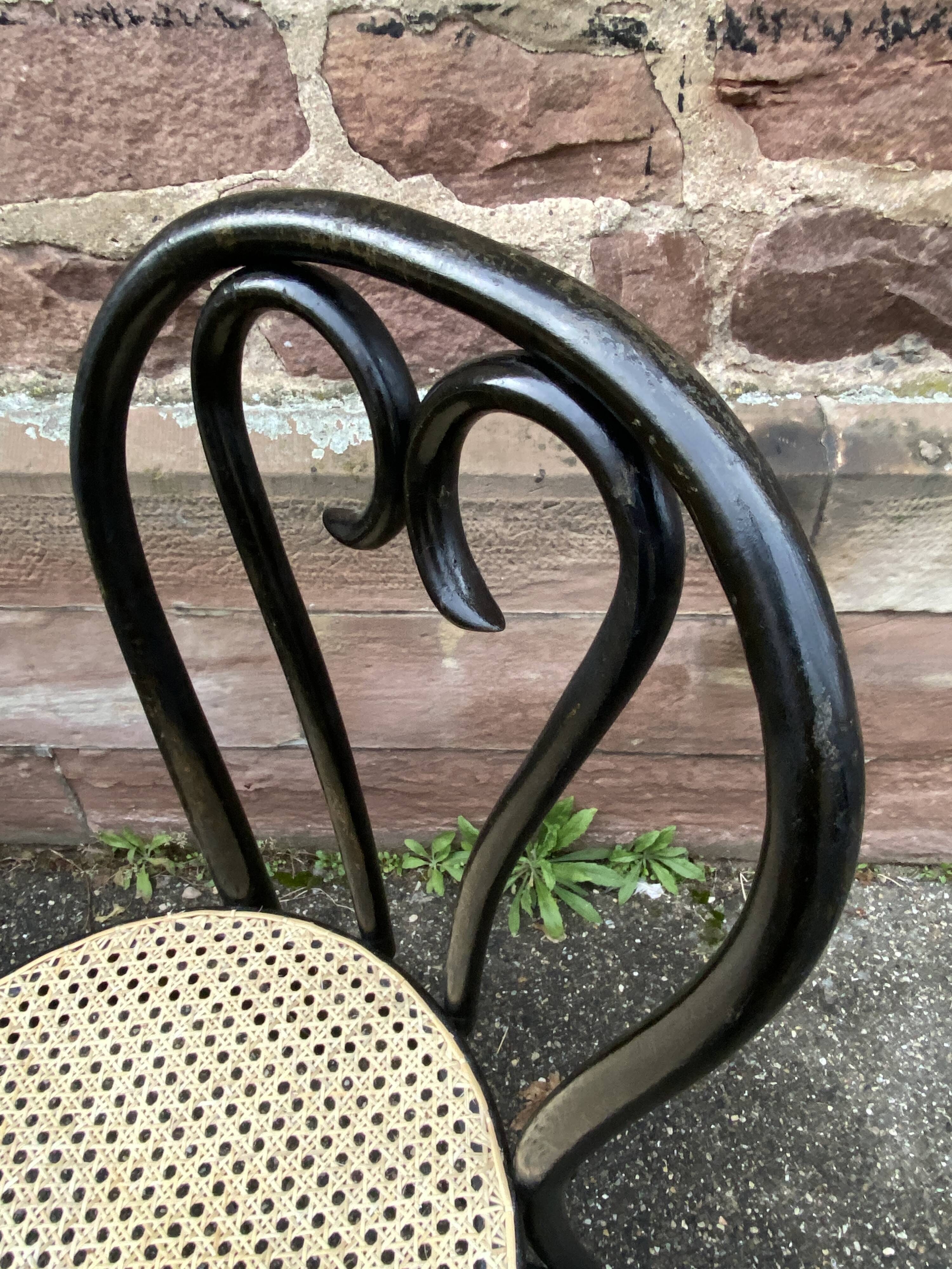 4 Thonet style bistro chairs in blackened curved wood