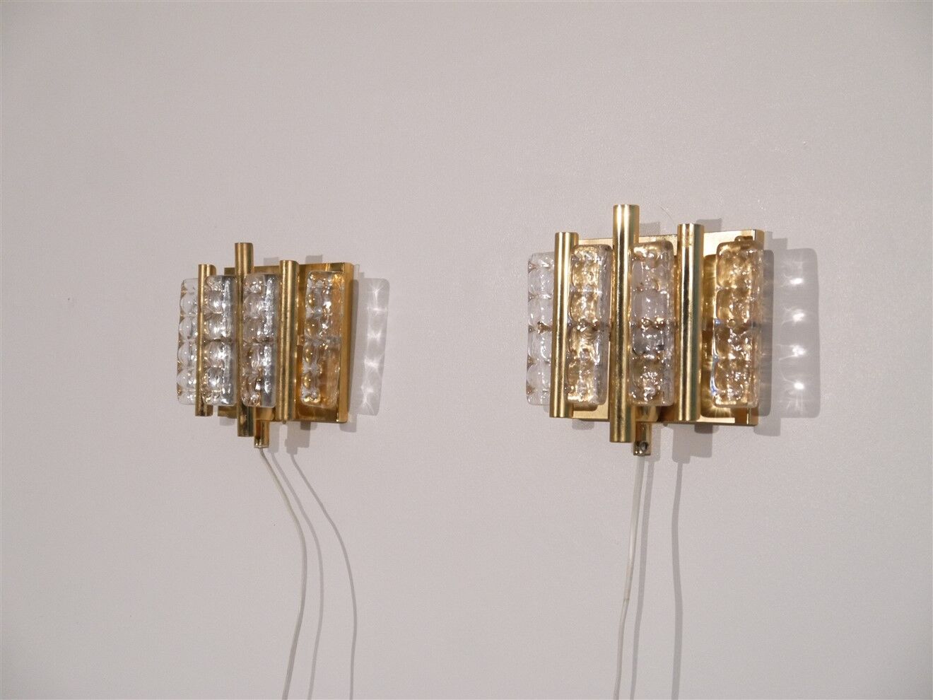 Pair of glass and brass sconces by Carl Fagerlund