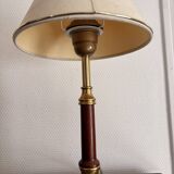 Pair of Brass-Gilded Bouillotte Lamps Vintage Wood Neo-Classical Shade