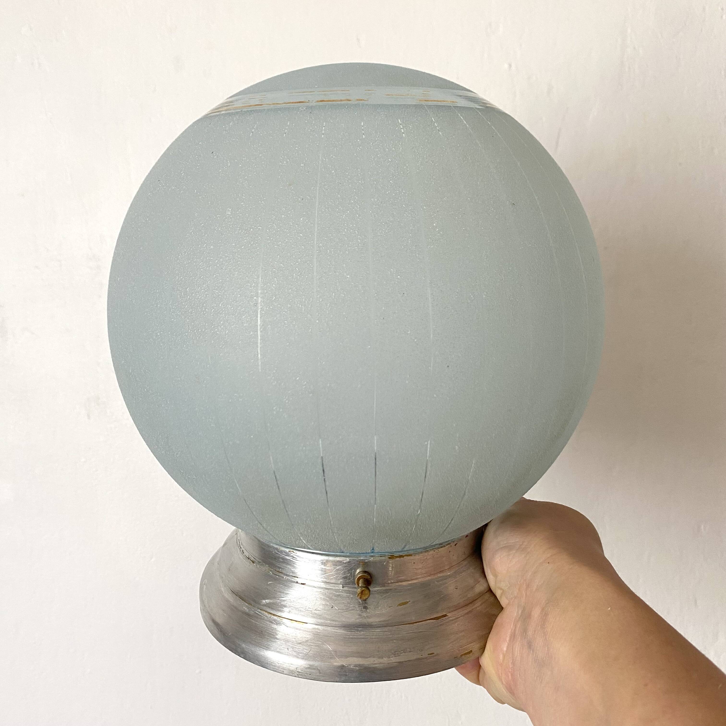 Art Deco blue granite and gold ball ceiling light