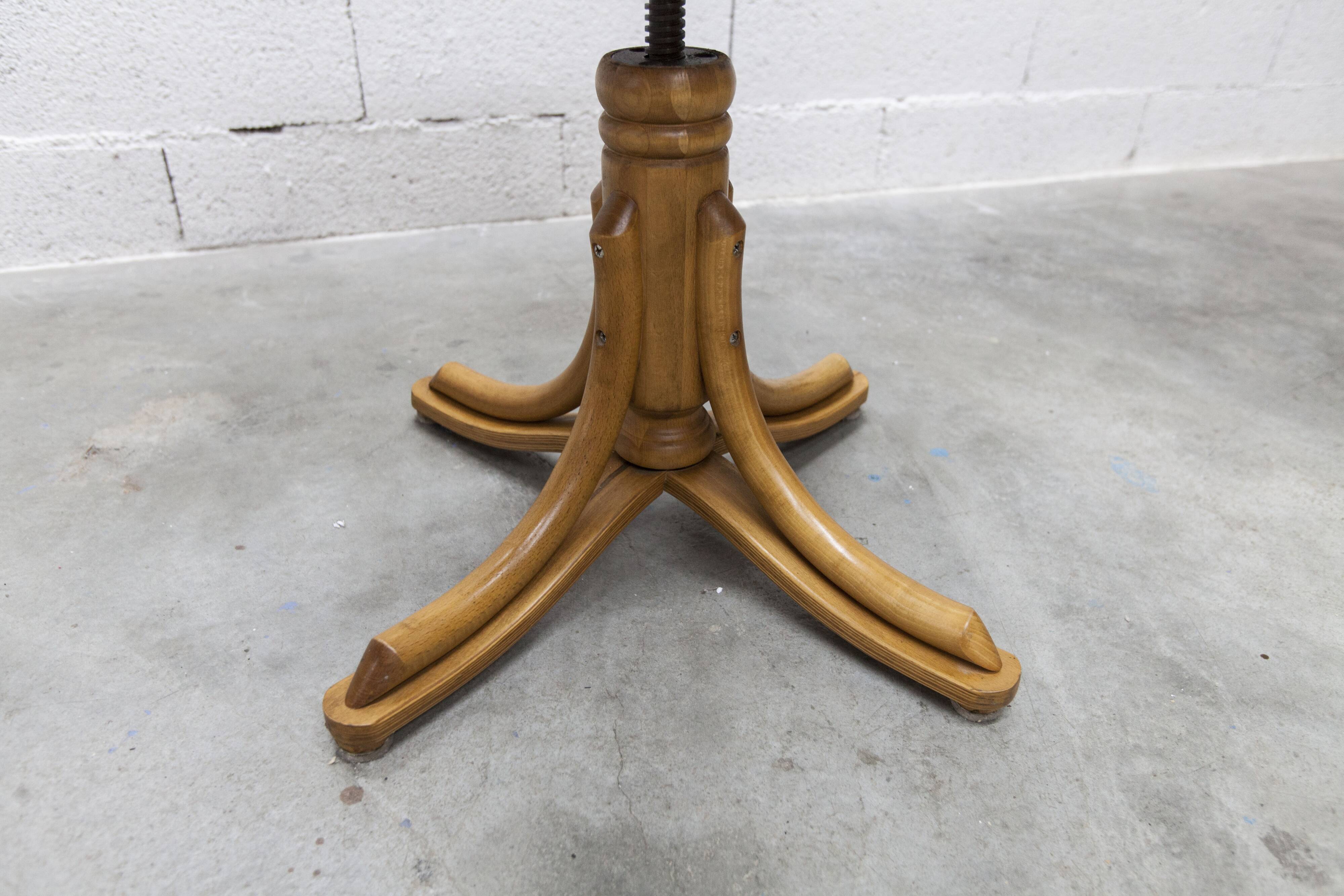 Scandinavian 1960s curved wood swivel office chair